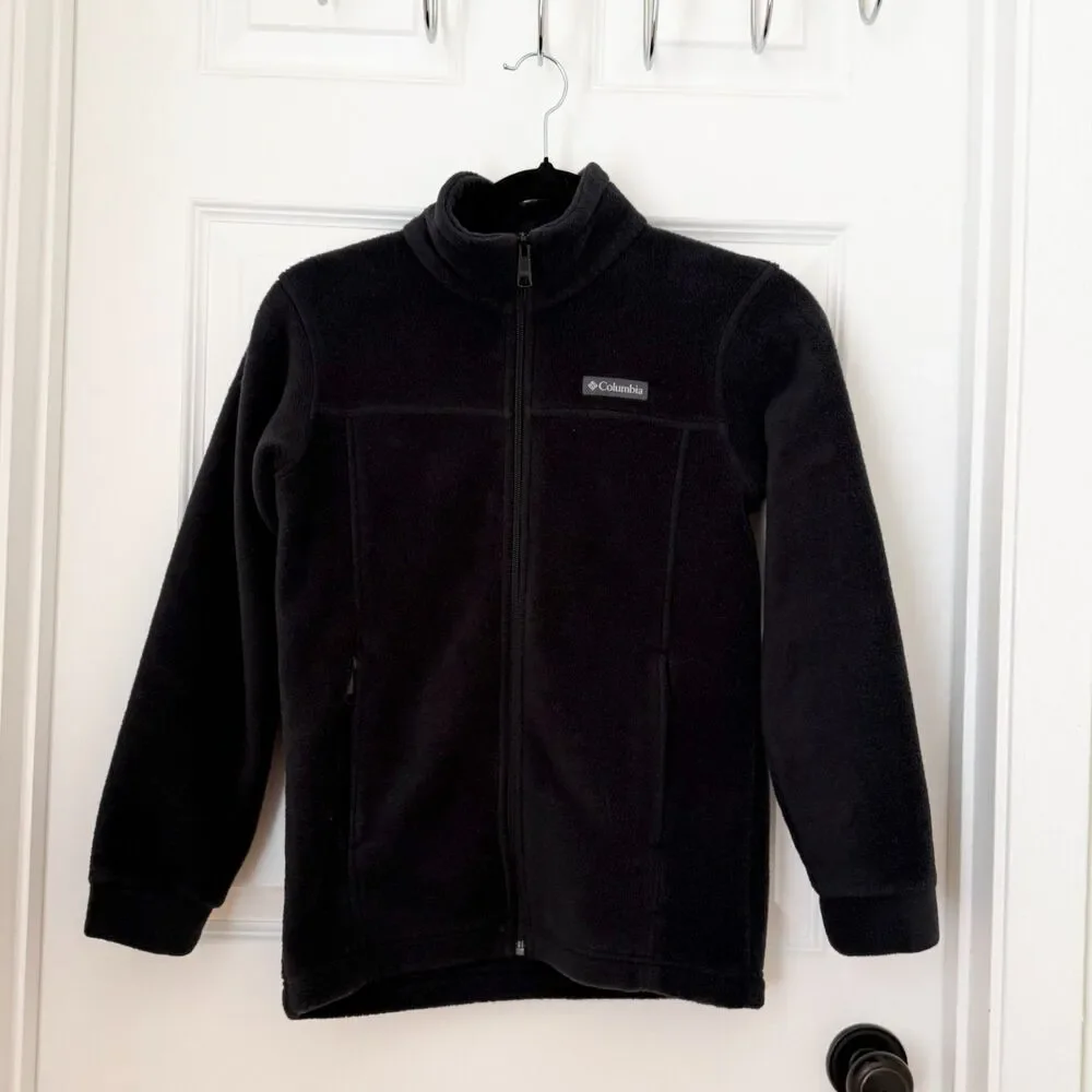 Kids Columbia Full Zip Fleece Jacket Winter Casual in Black Size Medium (10-12)